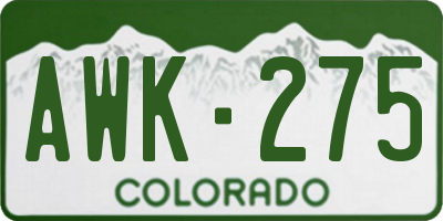 CO license plate AWK275