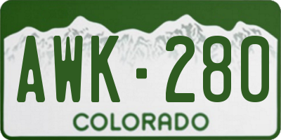CO license plate AWK280