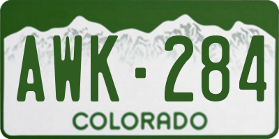 CO license plate AWK284