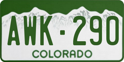 CO license plate AWK290