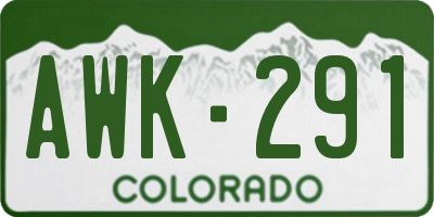CO license plate AWK291