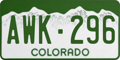 CO license plate AWK296