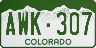 CO license plate AWK307
