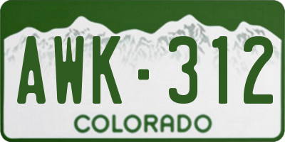 CO license plate AWK312