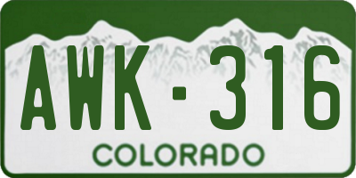 CO license plate AWK316