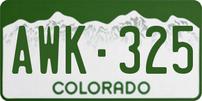 CO license plate AWK325