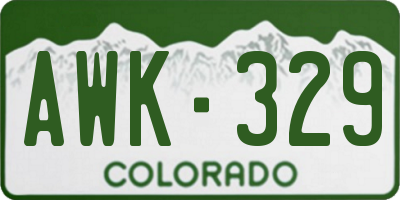 CO license plate AWK329