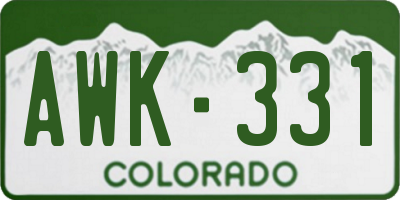 CO license plate AWK331