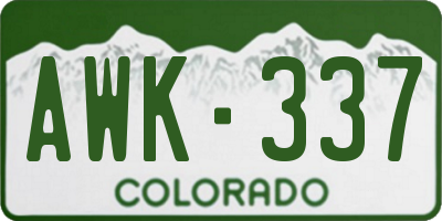CO license plate AWK337