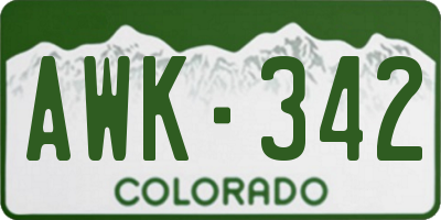 CO license plate AWK342