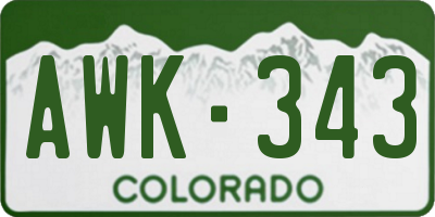 CO license plate AWK343
