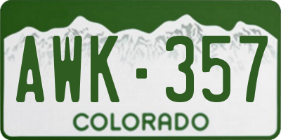 CO license plate AWK357
