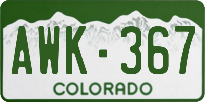 CO license plate AWK367