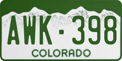 CO license plate AWK398