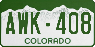 CO license plate AWK408