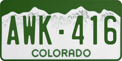 CO license plate AWK416