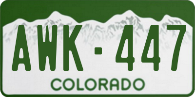 CO license plate AWK447