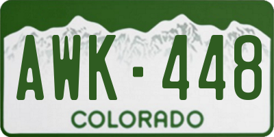 CO license plate AWK448