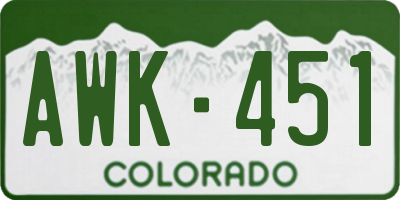 CO license plate AWK451