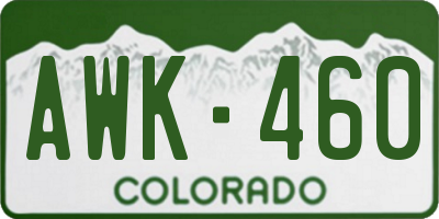 CO license plate AWK460