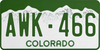 CO license plate AWK466
