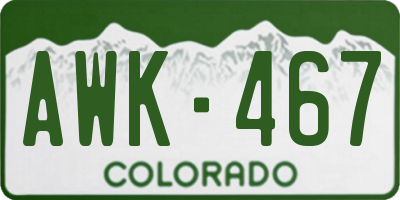 CO license plate AWK467