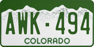 CO license plate AWK494