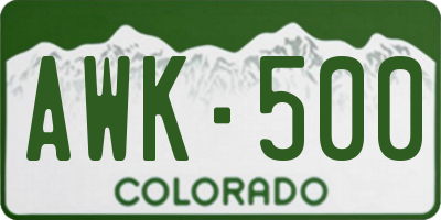 CO license plate AWK500