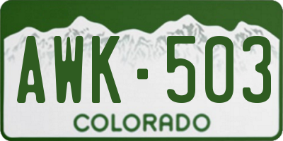 CO license plate AWK503