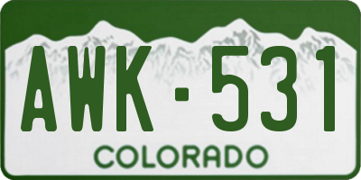 CO license plate AWK531