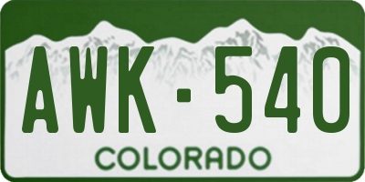 CO license plate AWK540