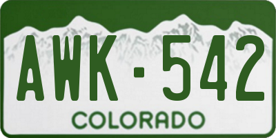CO license plate AWK542