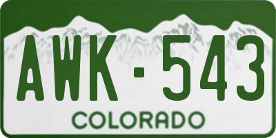 CO license plate AWK543