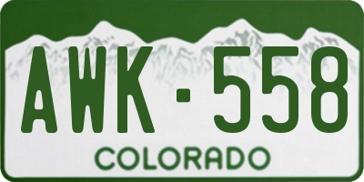 CO license plate AWK558