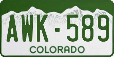 CO license plate AWK589