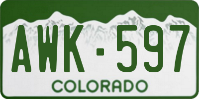 CO license plate AWK597