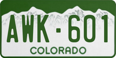CO license plate AWK601