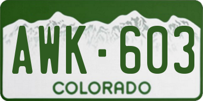 CO license plate AWK603
