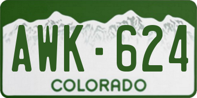 CO license plate AWK624