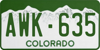 CO license plate AWK635