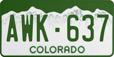 CO license plate AWK637