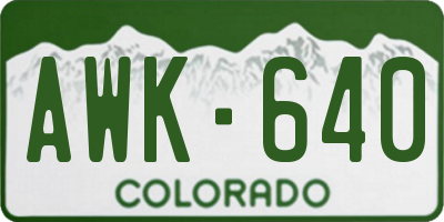 CO license plate AWK640
