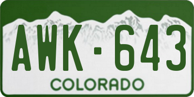 CO license plate AWK643