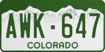 CO license plate AWK647