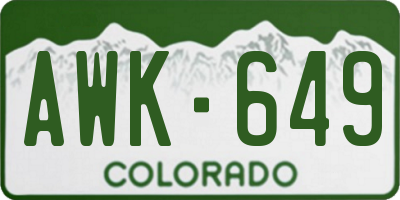 CO license plate AWK649