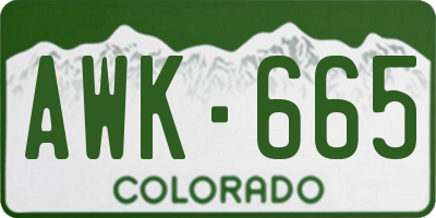 CO license plate AWK665