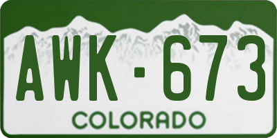 CO license plate AWK673