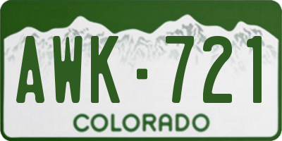 CO license plate AWK721