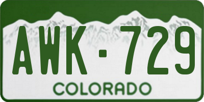 CO license plate AWK729