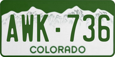CO license plate AWK736